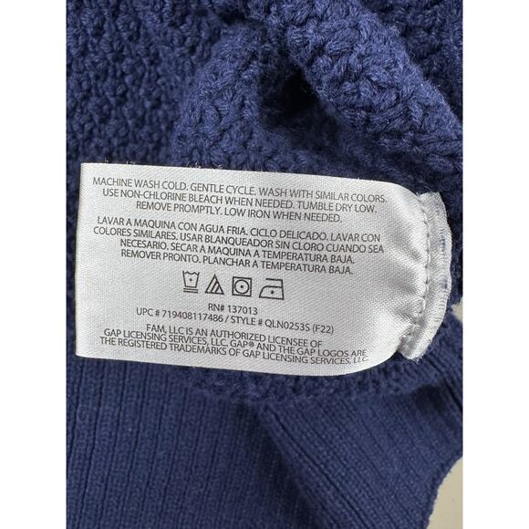 GAP Womens XXL Boxy Fisherman Crewneck Sweater XXL Navy Blue Chunky Knit Preppy - Picture 8 of 10